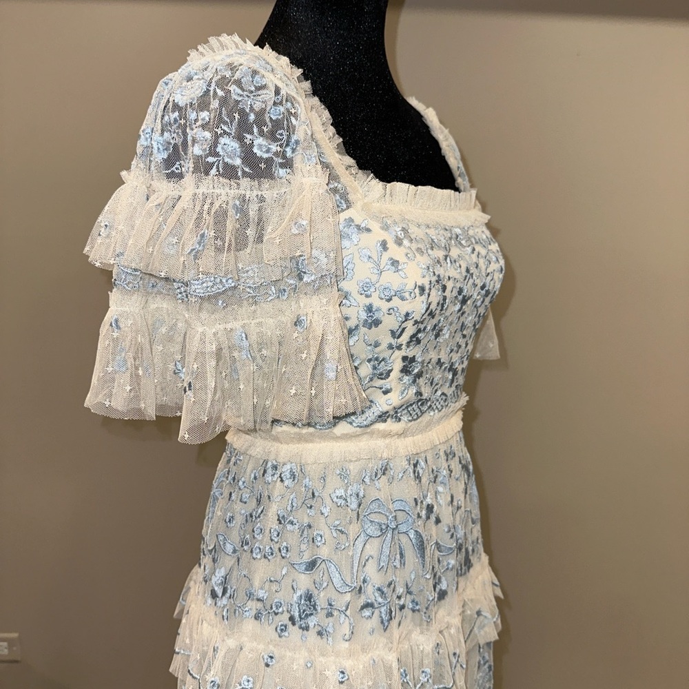 Needle & Thread Blue and Cream Lace Dress - Picture 4 of 12